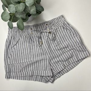 Ci Sono | White & Blue Stripe Linen Shorts